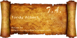 Tordy Albert névjegykártya